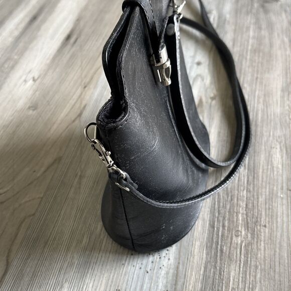 Vera Pelle Crossbody Purse Authentic Black Cross Body. Bag Made in Italy - Picture 14 of 16